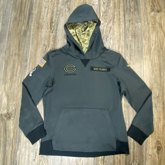 Nike Chicago Bears Hoodie Salute to Service Dri Fit Camo Veterans YOUTH Lg NFL - Picture 1 of 12